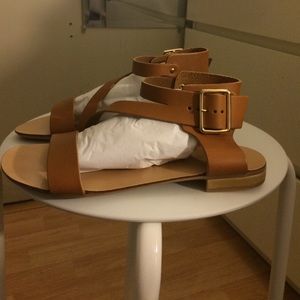 Cognac leather Seychelles slippers