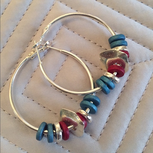 Sterling silver hoops with beading