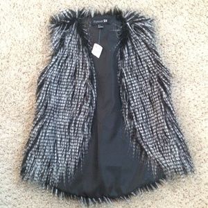 Black/White Fur Vest