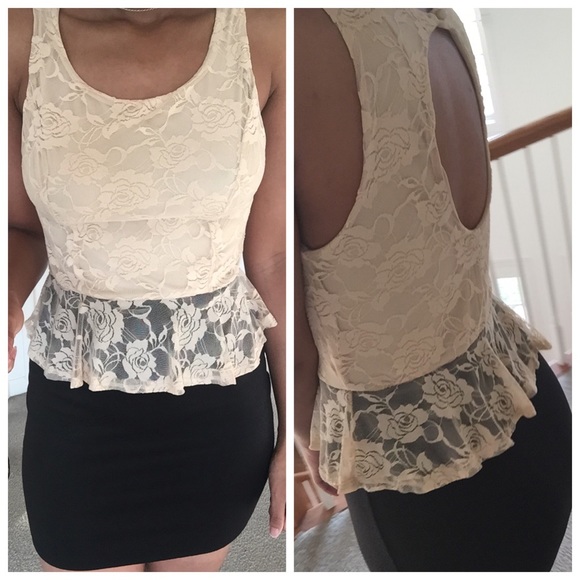 Tan lace with a black bottom Dress