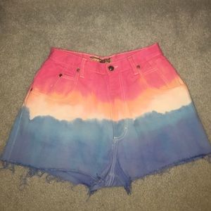 High waisted tie dye shorts