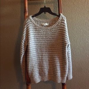 Silver lined, taupe sweater. Medium.