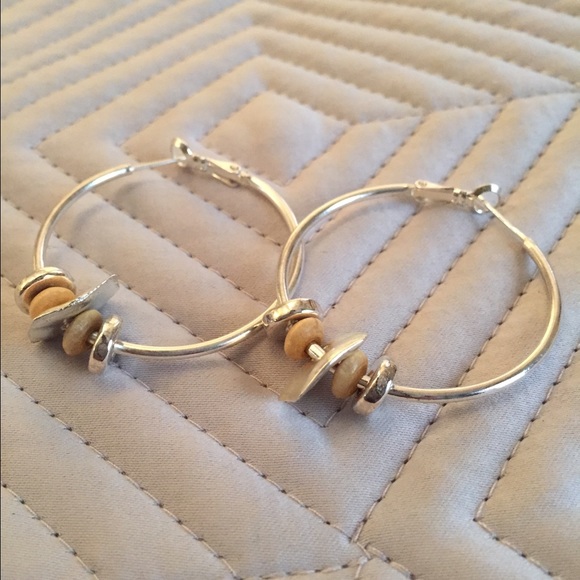Sterling silver hoop earrings with beading