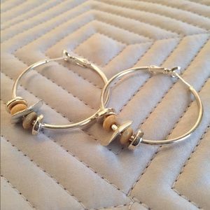 Sterling silver hoop earrings with beading