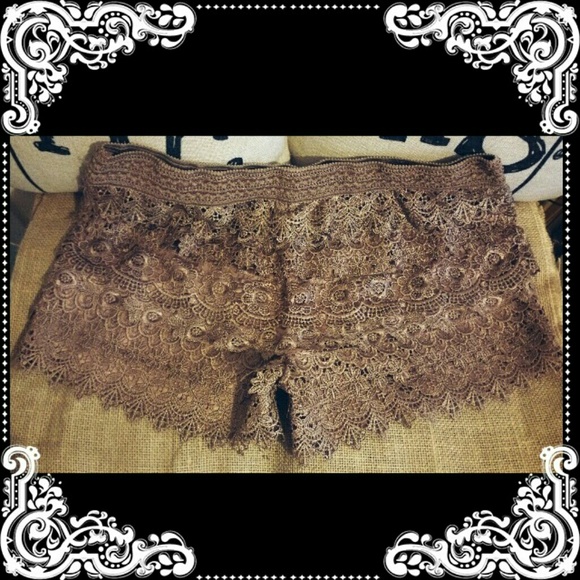 *RESERVED* Brown crochet shorts