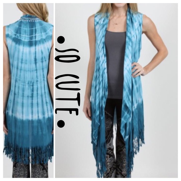 🌺HOST PICK 8.6🌺TIE DYE FRINGE LONGER VEST - Picture 2 of 4