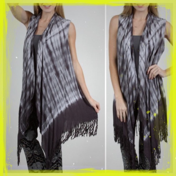 🌺HOST PICK 8.6🌺TIE DYE FRINGE LONGER VEST - Picture 3 of 4
