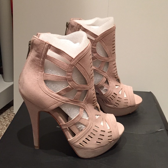 Just fab nude ankle heels