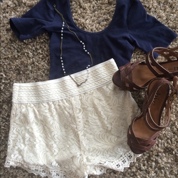 Cream Lace Shorts and body suit BUNDLE!