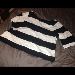 Black and white boat neck shirt