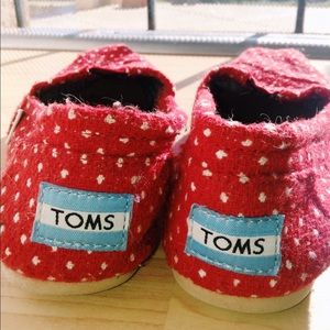 White & Red polka dot TOMS