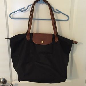 Longchamp large tote with leather handles