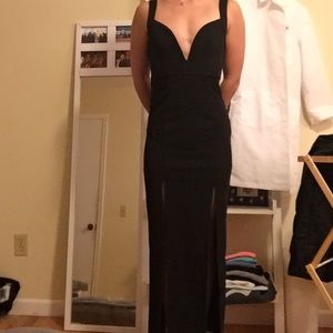 Peppermayo: Maxi, Deep-V neck Black Dress