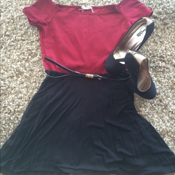 UO Pins and Needles Black and Red Dress