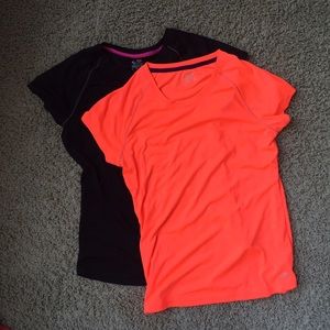 Black & Neon Orange Semi-Fitted Workout Tees