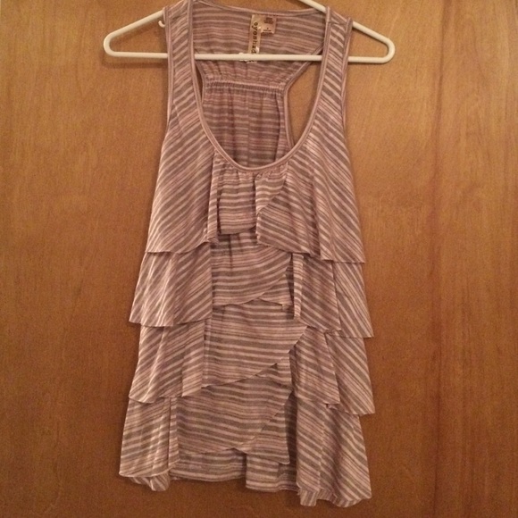 Pink and Gray ruffle top