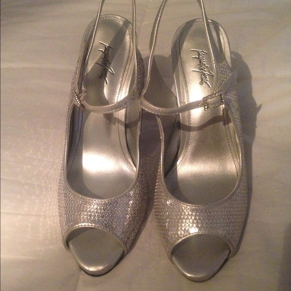Silver sequin heels