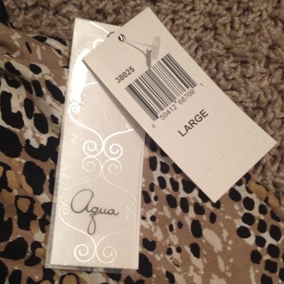 Aqua 100% Silk Snakeprint Elastic Waistband Skirt - Picture 3 of 3