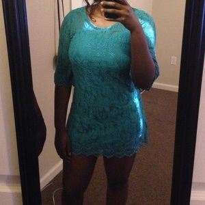 Crochet Teal Dress