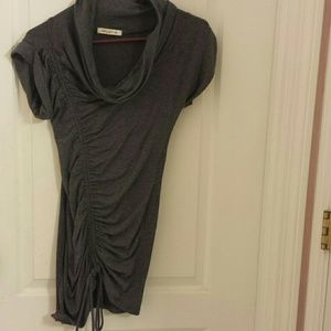 Arden B Dress Grey Cowl Neck w.Side Drawstring Tie