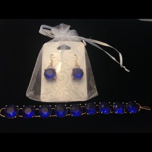 Cobalt blue earrings and bracelet set