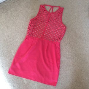 Pink illusion strapless dress