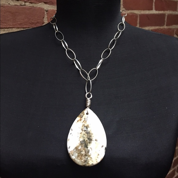 Sterling silver Necklace with Jasper pendant