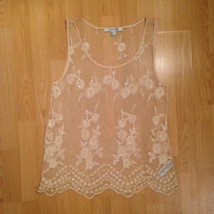 F21 Overlay Top w/ Intricate Detailing
