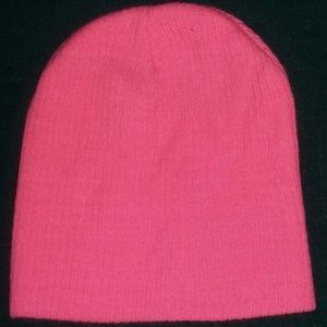 Hot pink beanie.