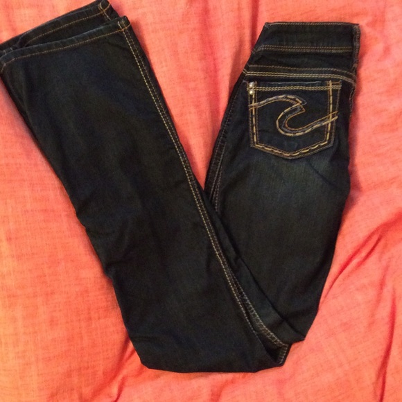 Silver dark wash flair jeans