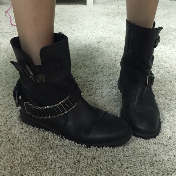 Asos Black Leather Biker Boots