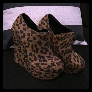 Cheetah Print Wedge Booties
