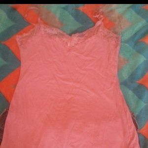 Pink tank top with lace! (: