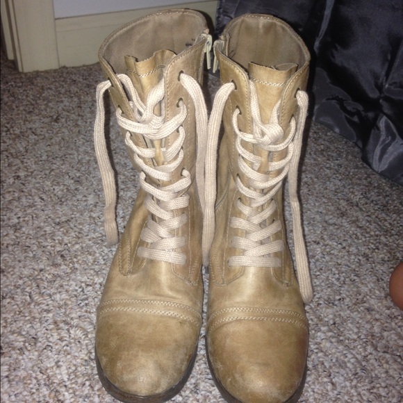 Tan combat boots