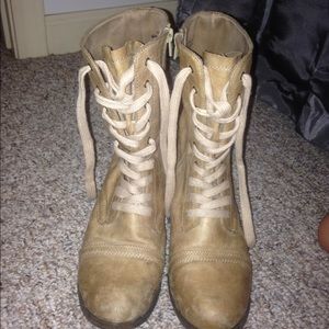 Tan combat boots