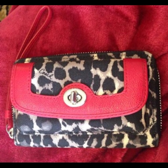 Coach ocelot wristlet/wallet
