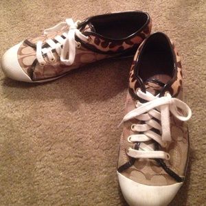 Authentic Coach sneakers with cheetah print size 8