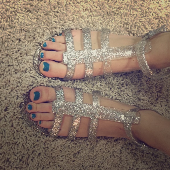 Urban Outfitters Cooperative Silver Jelly Sandals