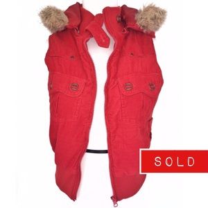 Corduroy Hooded Fur Vest