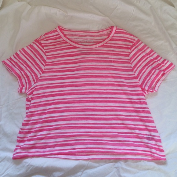 Pink/white striped crop top