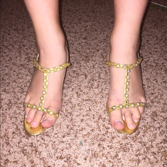 Gold Manolo Blahnik strappy heels