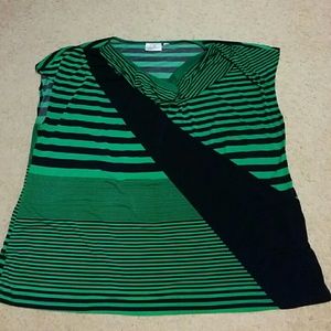 Green and Black striped top
