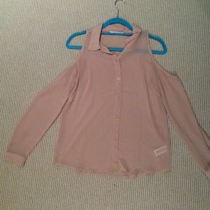 Sheer Beige Collard Top