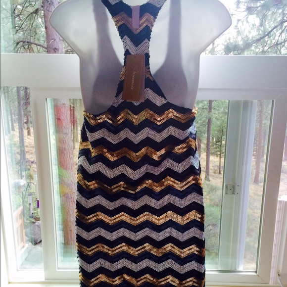 Francescas Sequin Chevron Shift Tank Dress - Picture 2 of 2