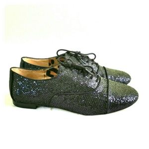 GianniBini black glitter oxfords