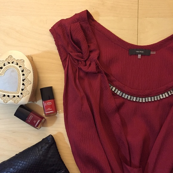 🍒HP🍒 Vera Wang Jeweled Silk Top (NWOT) - Picture 2 of 4