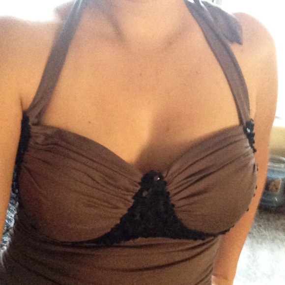 2b Bebe sequin halter top