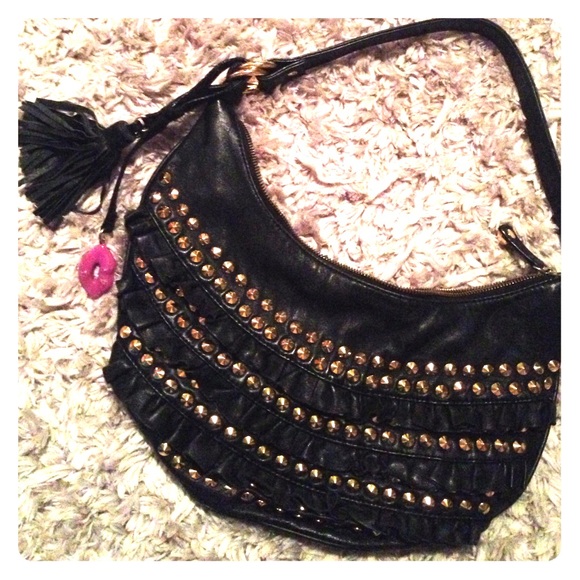 Betsey Johnson leather shoulder bag with studs