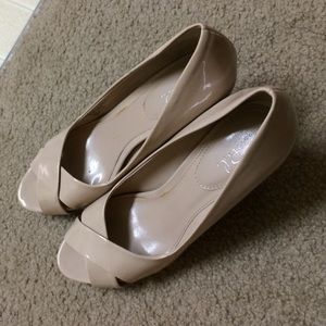 Nude/Beige Peep Toe Heels Size 9M