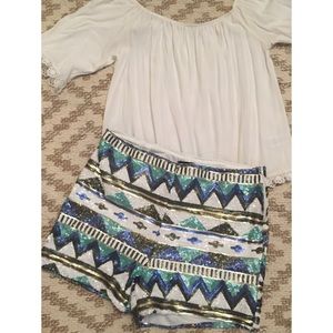 High Waist Sequence Shorts